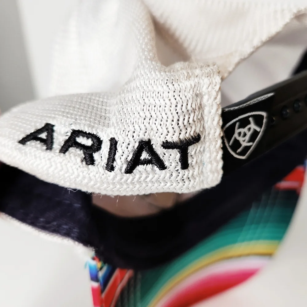 Ariat Serape Stripe Center Sheild Mesh Snap Back Trucker Hat Cap Adjusta…